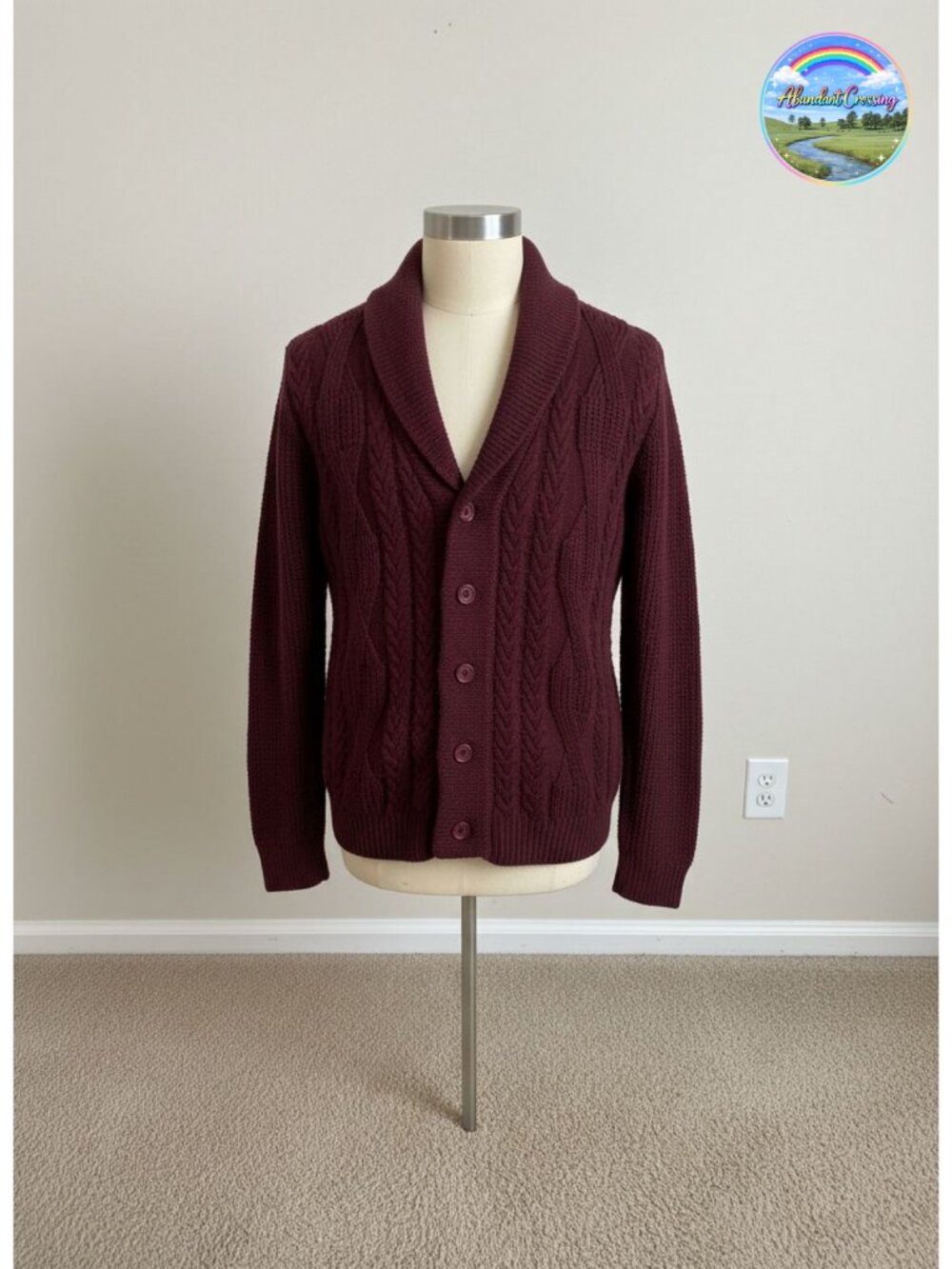Mens Shawl Collar Cable Knit Cardigan Sweater Button Down Winter